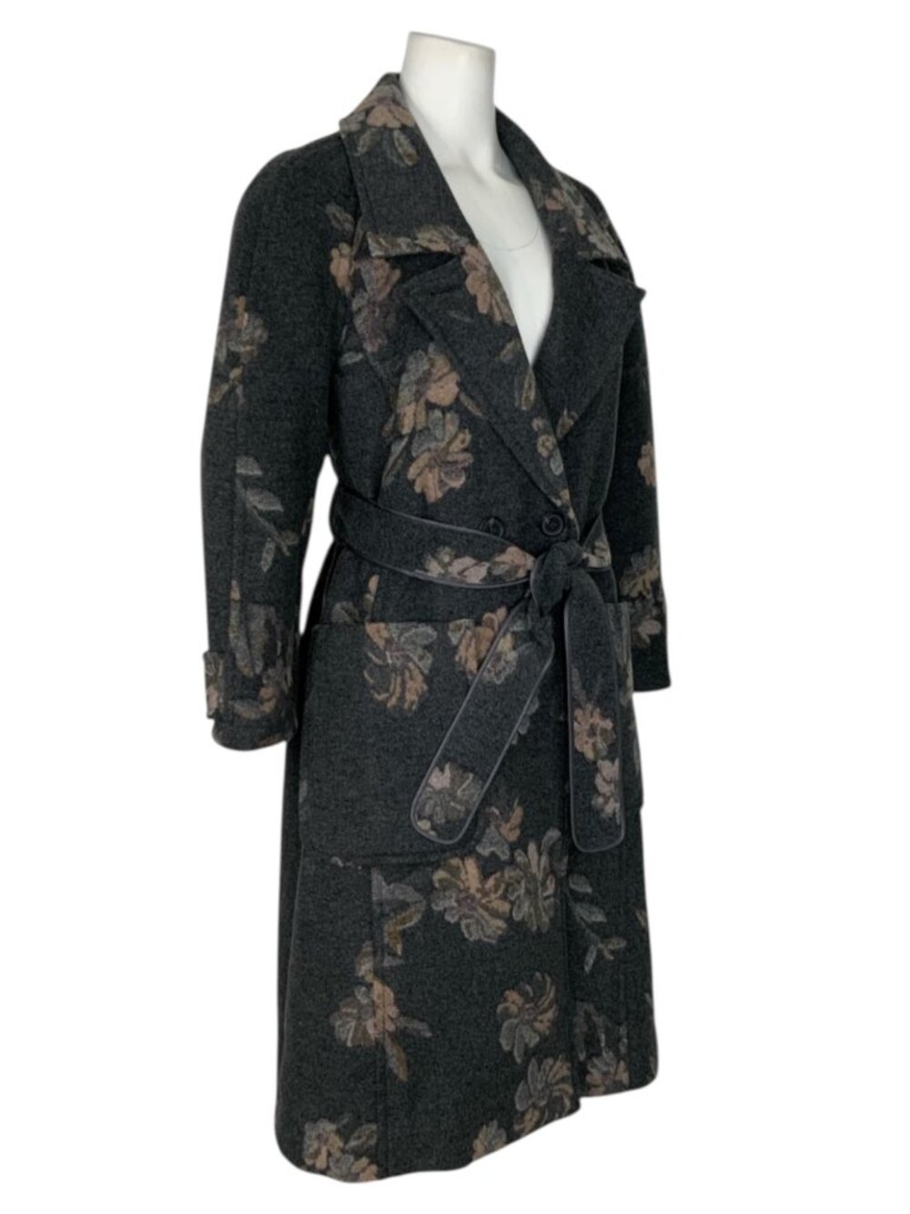 Rebecca Taylor Jacquard Coat 0 Grey Floral Wool Blend - Picture 6 of 16